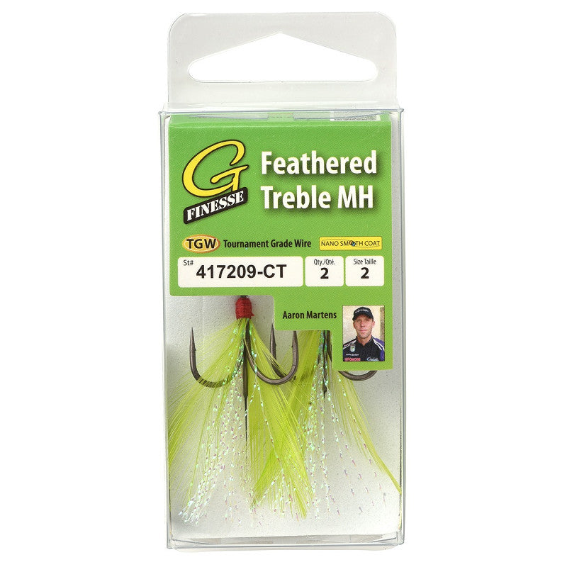Hameçon Triple Gamakatsu G-Finesse Feathered Treble MH - Grey Chartreuse