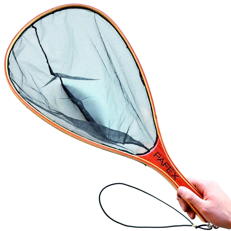 Pafex No Kill Landing Net with Wooden Handle and Rubber Net