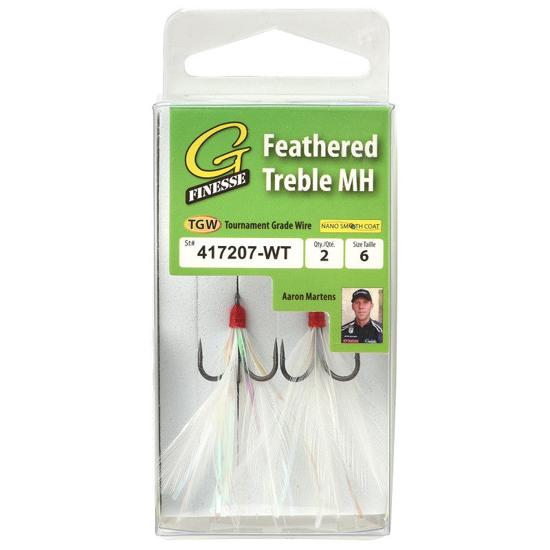 Hameçon Triple Gamakatsu G-Finesse Feathered Treble MH - Grey White