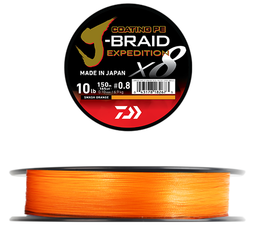 Tresse J-Braid Expedition X8 - Smash Orange (150m)