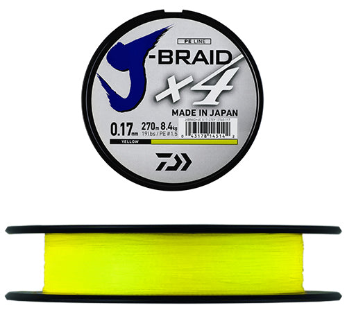 Tresse J-Braid X4 - Jaune (135m)